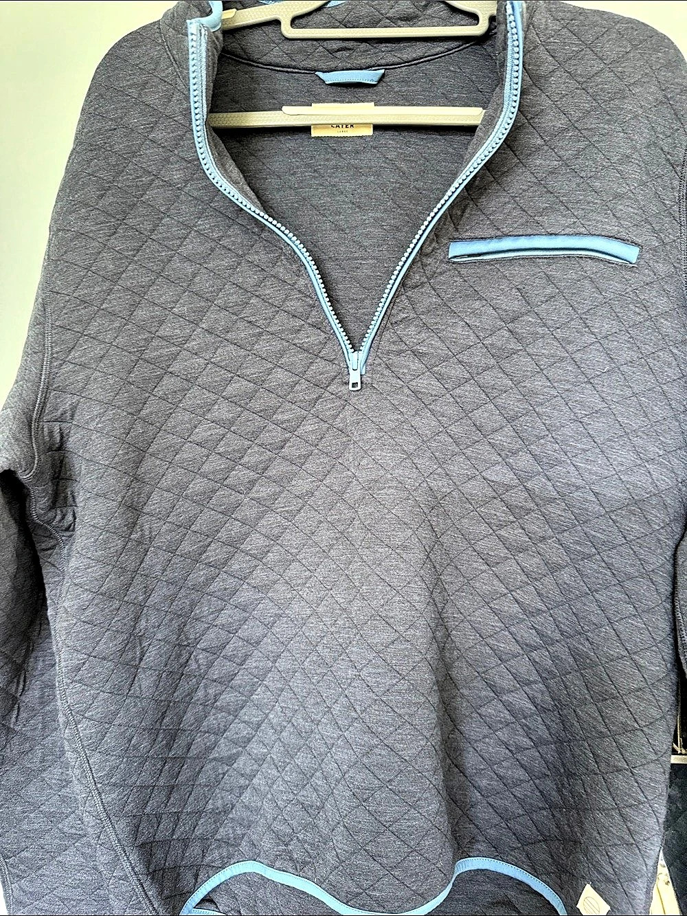 Marine Layer Corbet Quilted Half Zip Navy & Blue Large
